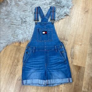 Tommy Hilfiger Denim Short Shortalls Overalls with Striped Straps Size 8